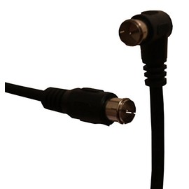 electrosmart F Plug Male Quick Release with 90 Degree Right Angle/Angled Connector to F Plug Male Quick Release Straight Connector Cable/Lead (0.75m, Black)