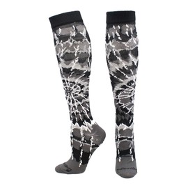 MadSportsStuff Crazy Tie Dye Socks Over the Calf (Graphite/Black/White, Large)