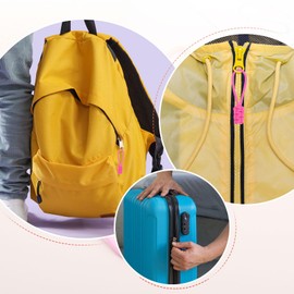TIXIPEM Zipper Pull Replacement [6PCS] - Extender Woven Rope Zipper Heads Use for Luggage & Backpack & Jacket - [Pink]