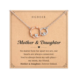 HGDEER Mom Daughter Birthday Gifts, Birthday Christmas Valentines Mothers Day Gifts for Moms Daughters Mother Necklace Jewelry Present Stocking Stuffers For Moms Interlocking Circles Necklaces