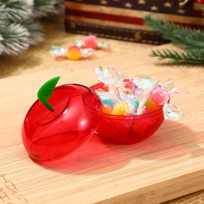 Cabilock 12pcs Christmas Candy Boxes Christmas Apple Container Filled Plastic
