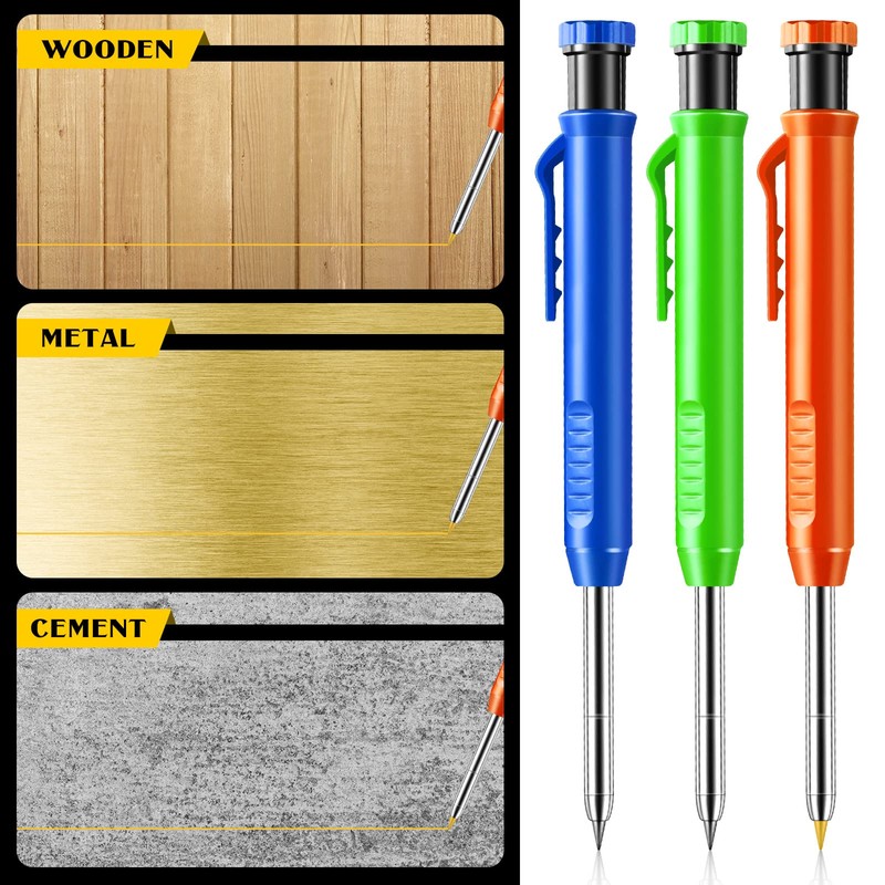 Sabary 10 Pcs Solid Carpenter Pencils with 60 Pcs 2.8mm