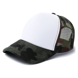 CALCA 10Pcs Camouflage Sublimation Hat Polyester Mesh Cap Sublimation Blank Cap Hat Adjustable Adult Trucker Caps for Sublimation Custom (Camouflage White)