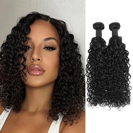 Gemmrnny Curly Bundles Human Hair 12 14 Inch Soft and Thick Water Wave Human Hair Bundles 12A Brazilian Deep Wave Bundles 100% Unprocessed Wet and Wavy Bundles Human Hair 2 Bundles