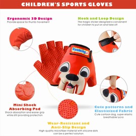 Kids Half Finger Climbing Gloves for Age 1-10 Boys Girls Gymnastics Monkey Bars, Good Grip Control Gloves for Scooter Balance Boards Biking Fishing (Orange, XS (3-4 Years))