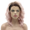 Lace Front Synthetic Wig Medium Length Wavy 14inch Dark Root