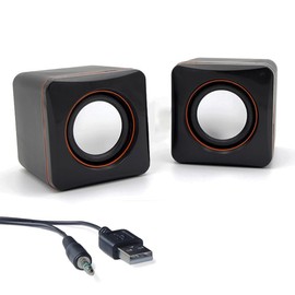 Yiudbaoo Mini 2.0 Speaker USB-Powered Desktop Speakers USB Powered Stereo Speaker System - Small Size - with Volume Control & 3.5 mm Audio Plug to Connect to Laptop, Notebook, Desktop, Computer