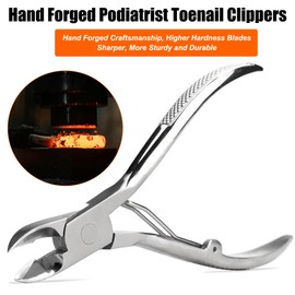 Podiatrist Toenail Clippers, Super Sharp and Wear-resistant Toe Nail Cutters for Thick and Ingrown Nails, Hand Forged Stainless Steel Pedicure Clippers for Men Women Seniors, Anti-Eagle Beak Blades