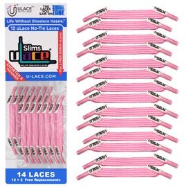 uLace Slims No-Tie Shoelaces - Elastic Shoe Laces for Sneakers - Cotton Candy Pink