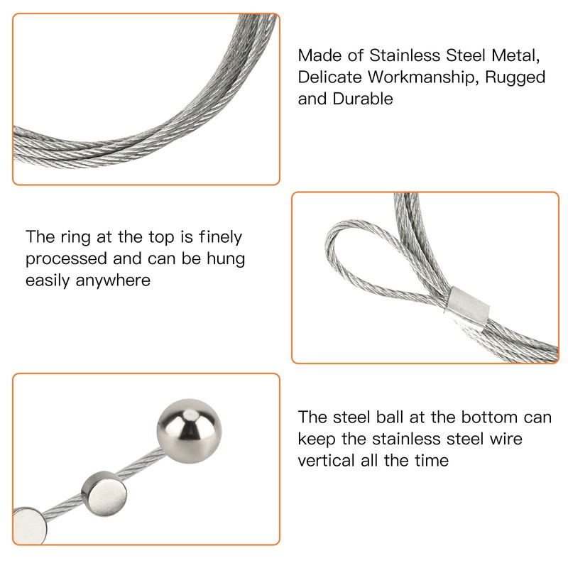 OOTSR 2Pcs Photo Hanging Wire and 24Pcs Mini Magnets, 1.5m(4.9ft)
