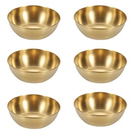 6-Piece Gold Stainless Steel Snack Bowls - Round Mini Dipping Bowls, Sauce Bowls for Dipping, 8.2 x 2.7 cm