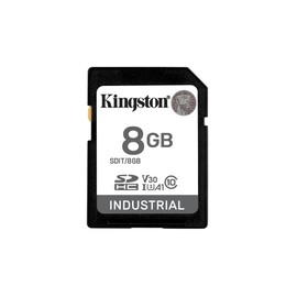 Kingston Tarjeta SD Industrial, Capacidad: 8GB, Clase 10, UHS-I, U3, V30, A1, Lectura: 100MB/s y Escritura: 80MB/s, Temperatura: de -40° a 85 °C, Numero de Parte: SDIT/8GB