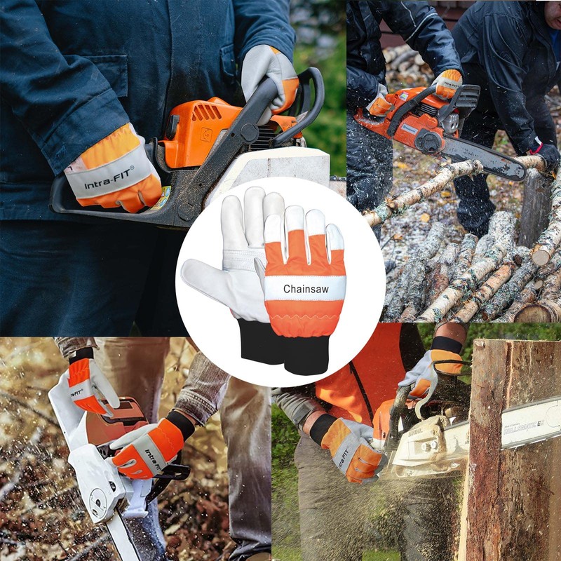 Intra-FIT Chainsaw Gloves Saw Protection on Left Hand Back, Cut-Resistance