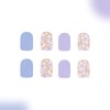 Blue Press on Nails Short Square Fake Nails with Glitter
