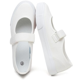 Uoidru Women's Flats Shoes Mary Jane Canvas Shoes Casual Slip on Shoes for Women(White,US10)