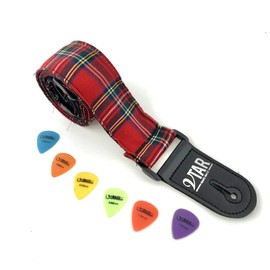 Vtar Vegan Tartan Plaid Design Acoustic Electric Guitar Strap with Adjustable Length (Royal Stewart)