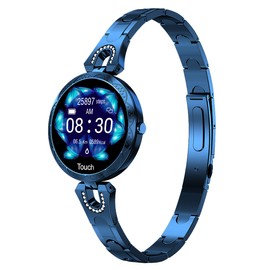 Smart Watch for Women,Waterproof Fitness Tracker for Android iOS Heart Rate Monitor Blood Pressure Luxury Rose Gold Crystal Smart Bracelet Calorie Counter Pedometer Call Message Reminder Sleep Tracker, blue, fitness