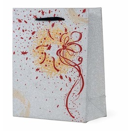 Boston International Gift Bag Christmas Holiday Gifting Paper Bags with Handles, Medium, Gold Wreath