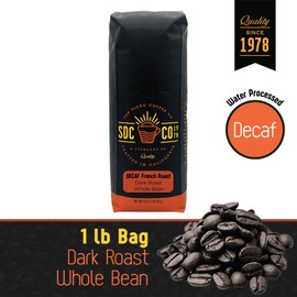 San Diego Coffee DECAF French Roast, Dark Roast, Whole Bean Coffee, 16-Ounce Bag Café en grano tostado descafeinado