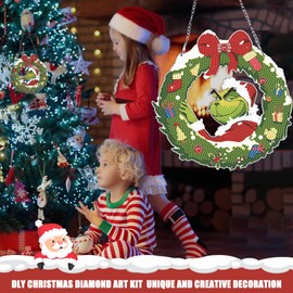 DIY 5D Diamond Painting Christmas Pendant, Diamond Painting Christmas Wreath, Diamond Painting Christmas, Diamond Painting Children's Christmas Tree Decoration, Christmas Tree Window Hanging Winter