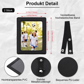 BLINGOOSE 2 Stück Auto Sonnenblende Fotohalter Bilderrahmen Verstellbares Gummiband PU Leder Anzeige Horizontal Vertikal Personalisiert Car Innenraum Deko Schutz Zubehör fit Fotos Größe 10cm × 13.9cm