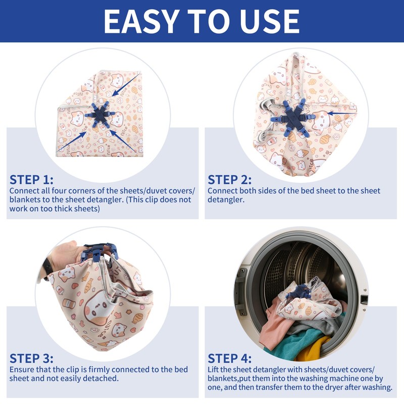 QOPAHI Bed Sheet Detangler with 6-Clip, WAD Preventer Stop Bed