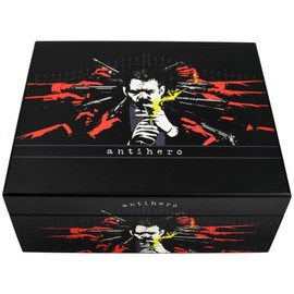 Antihero Wooden Cigar Humidor, 40 Count Capacity, Spanish Cedar Interior, Black