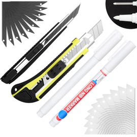 Lanties 24 Pcs Foam Cut Kit Cutting Tool Kit Include Foam Cutting Knife 30 Degree Thin Blade Knife Long Nosed Marker Thick Tip Marker and 20 Replacement Blades for Home Office Arts Crafts DIY