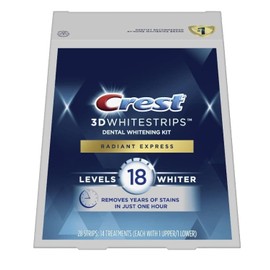 Crest 3DWhitestrips Radiant Express At-home Teeth Whitening Kit, 14 Treatments