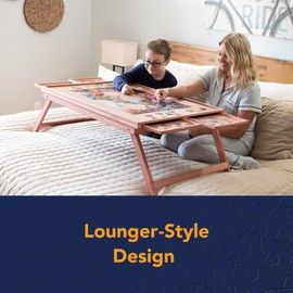 Bits and Pieces - Jumbo Puzzle Plateau Lounger with Cover, Legs, and Storage Drawers - 1500 pc Puzzle Accessories - Portable Puzzle Table - 25½”x 34½”