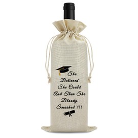 Graduation Gift for Women Men Wine Bag Class of 2024 Graduation Gift for Daughter Son Sister Friends Wine Bottle Bag With Drawstring Masters Degree PhD Graduation Gifts for Her Him Farewell Gift