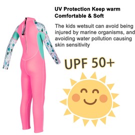 Kids Wetsuit Full Suits Shorty Suits Girls 2.5mm Neoprene Swimsuit UV Protection Keep Warm Long Sleeve Wetsuits for Swimming Diving Scuba L Size
