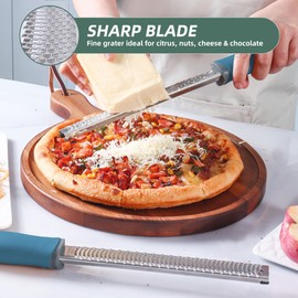 Lemon Zester Grater, Citrus Zester Grater with Handle, Kitchen Gadgets for Cheese, Lemon, Chocolate, Nutmeg, Ginger, Fruit, Vegetable, Stainless Steel Micro Cheese Grate, Dishwasher Safe(Narrow)