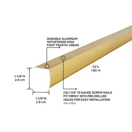 M-D Building Products 79103 1-1/8 in. X 1-1/8 in. X 72 in. Satin Brass Aluminum Stair Edging w/Screw Nails