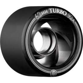 Rollerbones Turbo 92A Speed/Derby Wheels with an Aluminum Hub (Set of 8), 62mm, Black