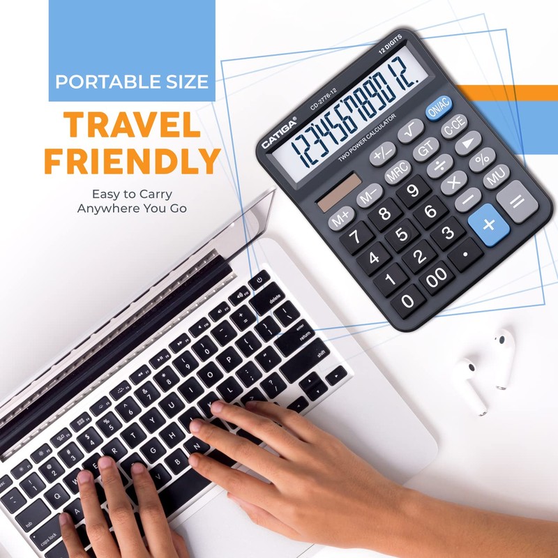 Premium Commercial 12-Digit Large Desktop Calculator with Huge 5-Inch LCD