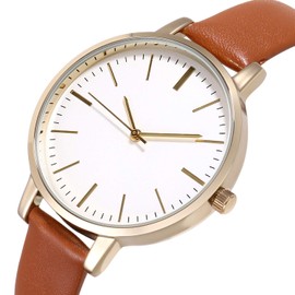 KIMOMT Women's Watches, Leather Strap, Luxury Quartz Watches, Waterproof, Fashion, Creative Watch for Girls, Ladies, Brown leather strap, Strap.