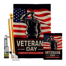 Breeze Decor Honor Burlap Garden House Flag-Kit Armed Forces Day All Branches Support United State American Military Veteran Decoration Banner Small Yard Gift Double-Sided, Made in USA