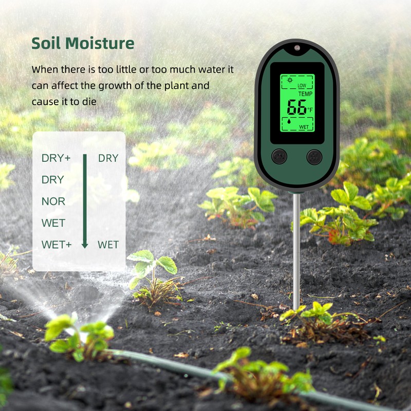 Soil PH Tester 5 in 1 Sunlight Moisture pH Temperature