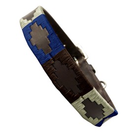 Carlos Diaz Genuine Leather Waxed Embroidered Polo Dog Collar S