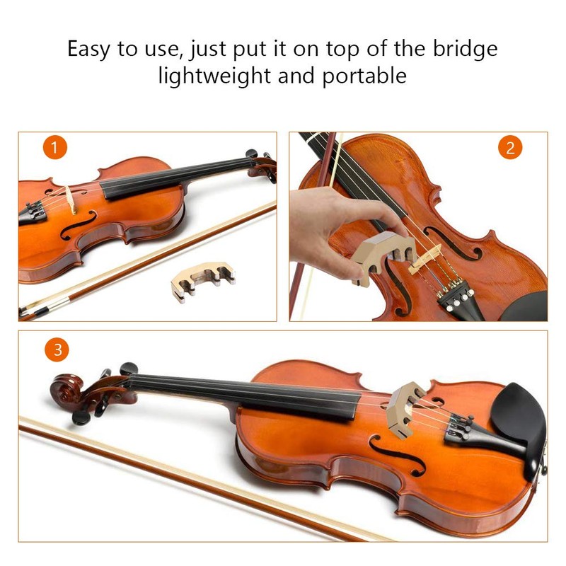 Dilwe Violin Mute, Chromium Alloy Practice Violin Mute for 1/2,