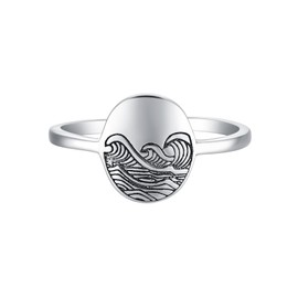 KIFUTENG Sterling Silver Ring S925 Wave Rings for Women Self Reminder Rings Dainty Minimalism Nature Jewelry Ideal Gifts Wave Rings To My Daughter Mom Wife US Size 6-9 (silver, 9)