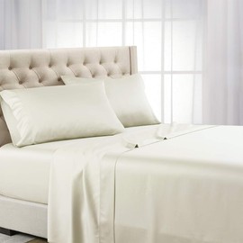 Abripedic Solid 600-Thread-Count, 100-Percent Tencel Lyocell, King Size, 4PC Bed Sheets Set, Ivory