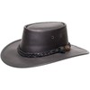 Squashy Full Grain Cowhide Leather Hat (S, Black)