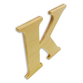 Wooden Letter K - 6" Tall x 5-13/16" Wide x 1/4" Thick - Cut from Birch Plywood and Ready for Painting or Decorating. for Home Decor, Office Signs, or Party Decorations.