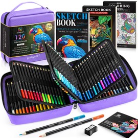 136 PCS Colored Pencils Set for Adult Coloring Books, 120 Colored Pencils with Sketchbook, Coloring Book, Sharpener, Soft Core Oil-Based Coloring Pencils for Artists Drawing Sketching Blending Shading
