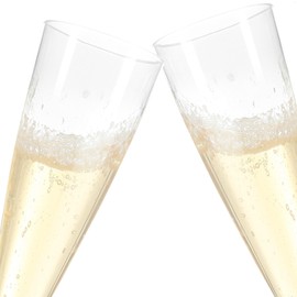 com-four® 16 x Reusable Champagne Glasses - Transparent, Stackable Plastic Champagne Flutes for Party, Camping and on the Go - Reusable and Dishwasher Safe - Champagne Flutes