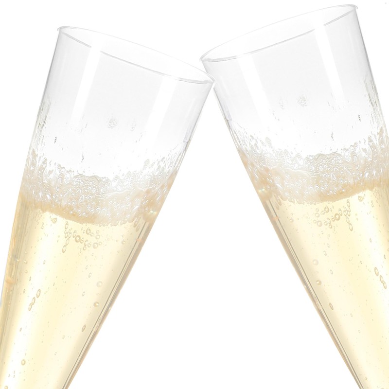 com-four® 16 x Reusable Champagne Glasses - Transparent, Stackable Plastic