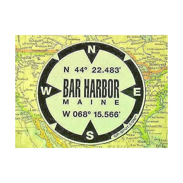 Bar Harbor, Maine GPS Sticker - Reflective Vinyl GPS Marker