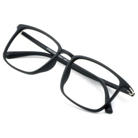 VisionGlobal Blue Light Blocking Computer Glasses, Reading Glasses for Men/Women, Stylish Square Frame, Anti Glare (Black, 2.00 Magnification)